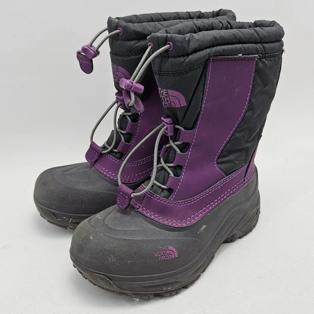 The North Face Girls Alpenglow Purple Winter Snow Boots 3Y No insoles
